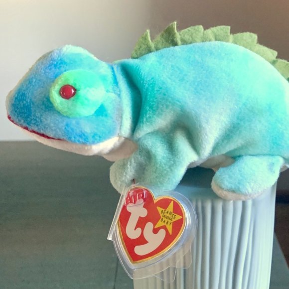 1997 4038 Iggy Iguana Incorrect Rainbow Tie-Dye Plush Ty Beanie Baby MWMT - Picture 3 of 12
